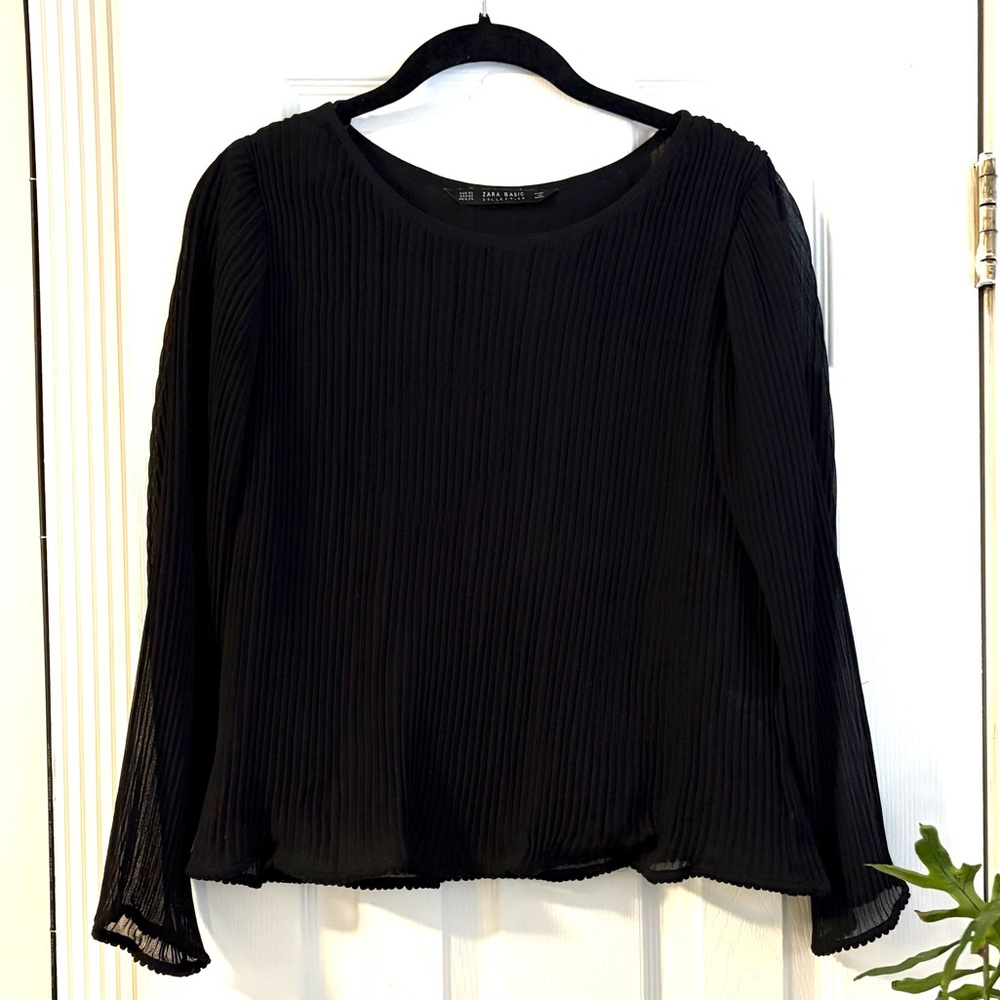 Zara Pleated Black Top
